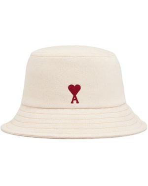 Ami Paris Ami De Coeur Logo Embroidered Bucket Hat - Pink