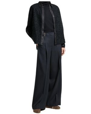 Peserico Pleated Wide-Leg Trousers - Black