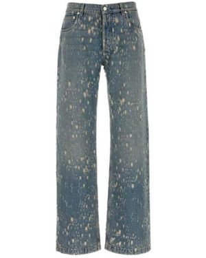 McQueen Distressed Five-Pocket Jeans - Blue