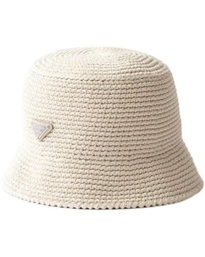 Prada Crochet Bucket Hat - White