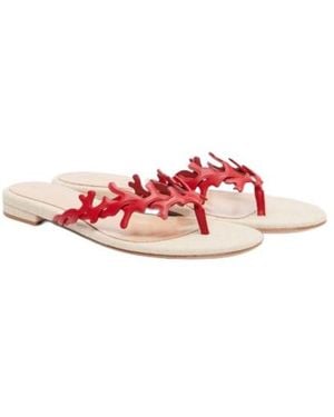 Gianvito Rossi Canvas And Leather Thong Sandals - Pink