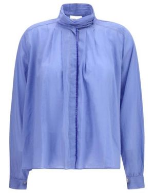 forte_forte Pleated High Neck Top - Blue
