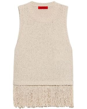 MAX&Co. Round Neck Sleeveless Knit Top - Natural