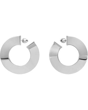 Alaïa Alaa Blade Disc-Shaped Blade Hoop Earrings - White