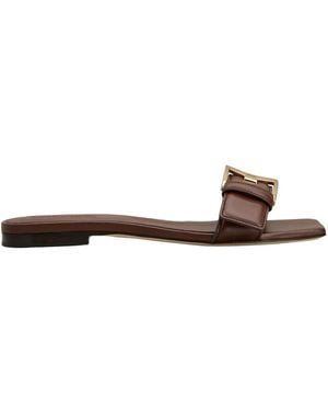 Tod's Square-Toe Flat Sandals - Brown