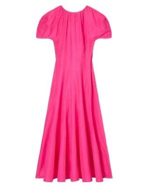 Tory Burch Balloon-Sleeve Midi Dress - Pink