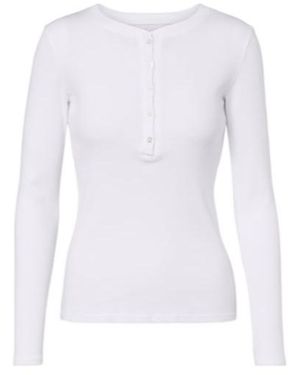 Nili Lotan Jordan Ribbed-Knit Cotton Henley Shirt - White