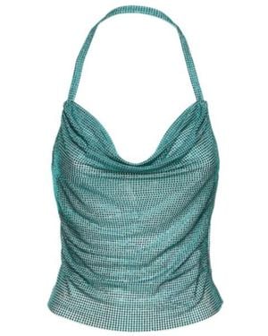 GIUSEPPE DI MORABITO Embellished Net Halter Top - Blue