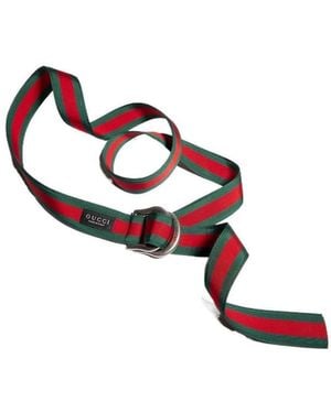 Gucci Web Belt With D-Ring Buckle - White