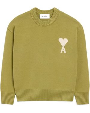 Ami Paris Ami Ami De Coeur Crewneck Jumper - Green