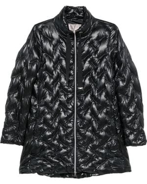 Herno Quilted High-Neck Zip-Up Coat - Black