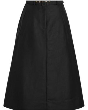 Moncler High-Waisted A-Line Midi Skirt - Black