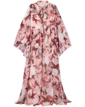 Erdem Shawl-Style Floral Print Dress - Red