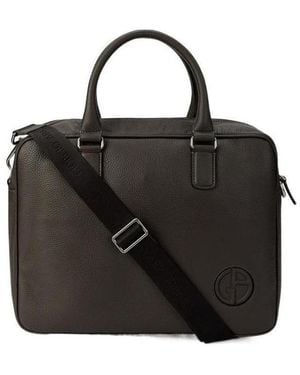 Giorgio Armani Logo Briefcase - Black