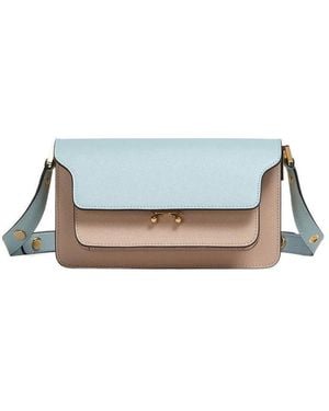 Marni Trunk Colourblock Foldover Top Shoulder Bag - Blue