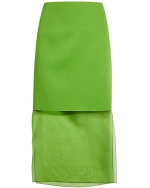 KHAITE Layered Effect Satin Skirt - Green