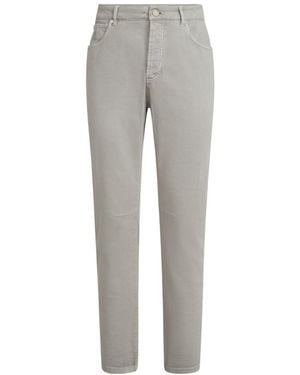 Brunello Cucinelli Logo-Patch Straight Leg Jeans - Grey