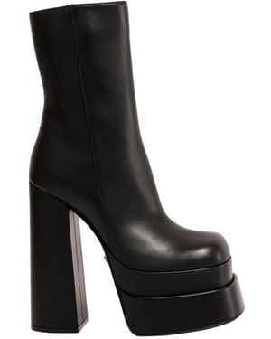Versace Block Heel Platform Boots - Black