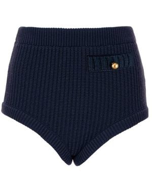 Chloé Wool And Cashmere High-Rise Mini Shorts - Blue