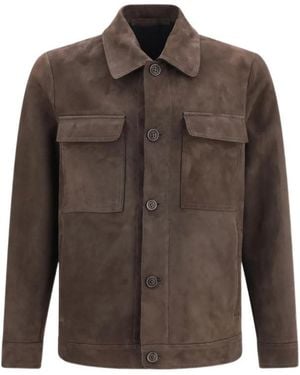 Salvatore Santoro Santoro Button-Up Suede Jacket - Brown