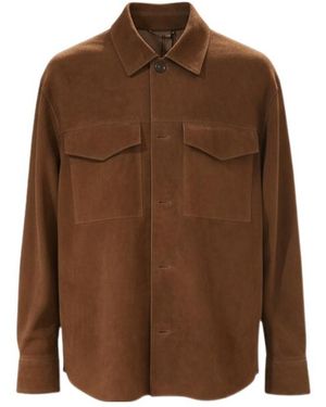 Lardini Long Sleeve Leather Jacket - Brown
