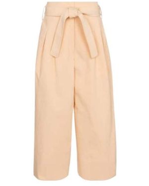 Jil Sander Belted Cotton Wide-Leg Pants - Natural