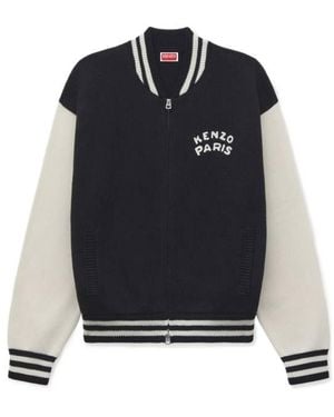 KENZO Paris Emblem Varsity Cardigan - Blue