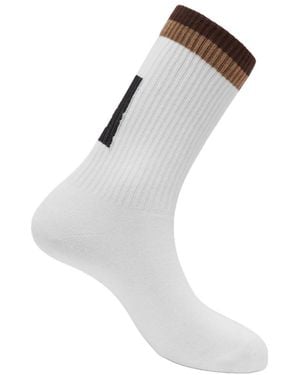 Fendi Ff Jacquard Ribbed Socks - White