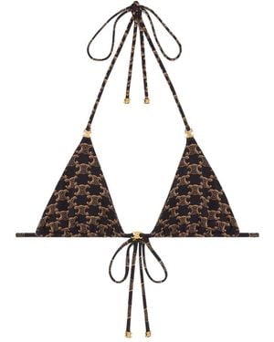 Celine Matt Jersey Triangle Top With Monogram - Metallic