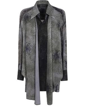 Ziggy Chen Abstract-Print Layered Shirt - Grey