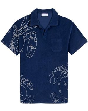 Maison Labiche Lobster-Print Cotton Polo Shirt - Blue