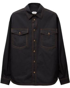 Versace Cotton Poplin Loose Shirt - Black