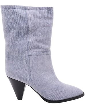 Isabel Marant 90Mm Pointed Suede Ankle Boots - Blue