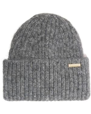 Barbour Coarse-Knit Rolled-Edge Knitted Cold Cap - Grey