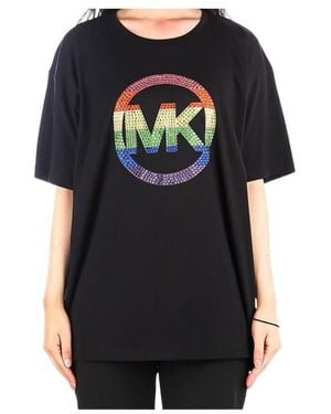 Michael Kors Rhinestone-Logo T-Shirt - Black