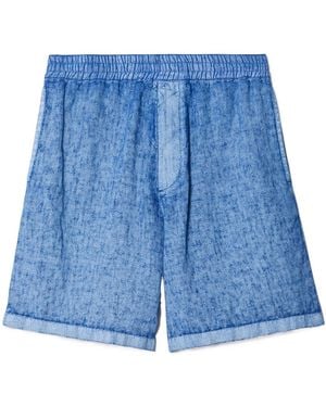 Burberry Equestrian Knight Motif Turn-Up Cuff Shorts - Blue