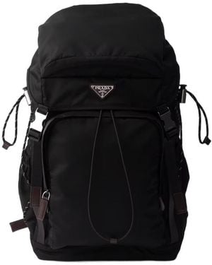 Prada Speedrock Re-Nylon And Leather Backpack - Black
