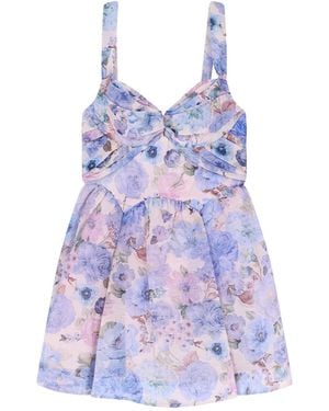 Zimmermann Rebellion Drape Mini Dress - Purple