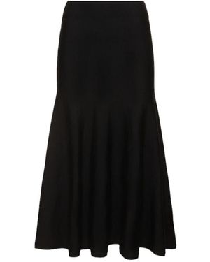 KHAITE Knitted Wool-Blended Mid-Length Skirt - Black