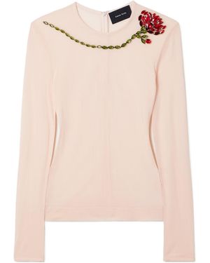 Simone Rocha Crystal-Embellished Stretch-Jersey Top - Natural
