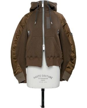 Sacai Hooded Sleeve Sweatshirt - Brown