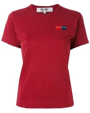 COMME DES GARÇONS PLAY Comme Des Garçons Play Double Heart Crewneck T-Shirt - Red