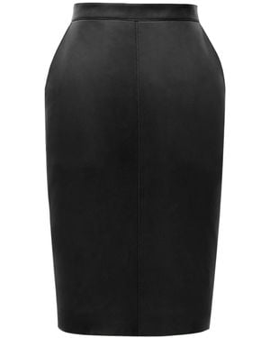 Saint Laurent Cassandre Leather Pencil Skirt - Black