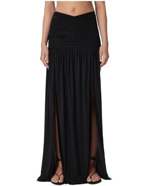 Amazuìn Gathered Side-Slit Skirt - Black
