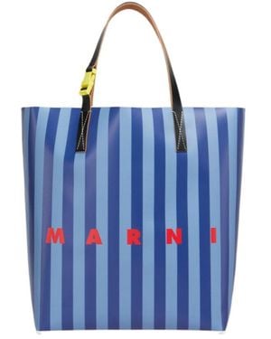Marni Tribeca Striped Shopping Bag - Blue
