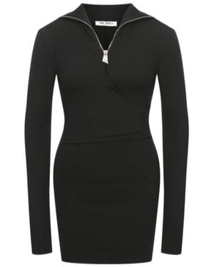 The Attico The Stand Up Collar Mini Dress - Black