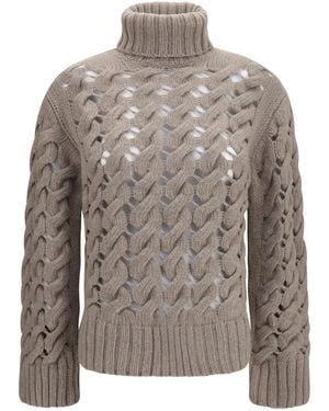 P.A.R.O.S.H. Perforated Turtleneck Jumper - Grey