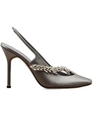 Balenciaga X Manolo Blahnik Satin Slingback Pumps - White