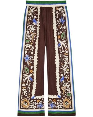 ALÉMAIS Maroc Elasticated Waistband Printed Trousers - White