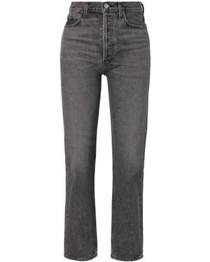 Agolde High-Waisted Straight-Leg Jeans - Gray